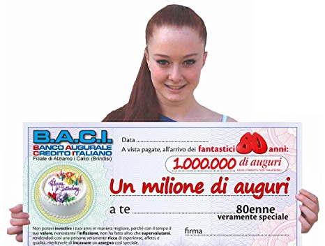 Bombo Biglietto Assegno 80 Anni