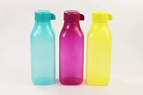 TUPPERWARE To Go Eco Quader Ökoflasche 500 ml dunkel türkis+gelb+ dunkel pink 29747