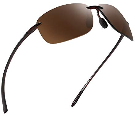 JIM HALO Sport Sonnenbrille für Damen Herren TR90 Randlos Unzerbrechlich Rahmen für Laufen Angeln Baseball Fahren Braun