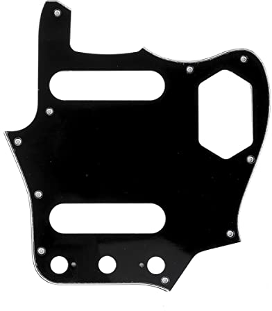 Musiclily Pro 10 Löcher Pickguard Gitarren Schlagbrett für MIJ Fender Japan Jaguar,3 lagig Schwarz