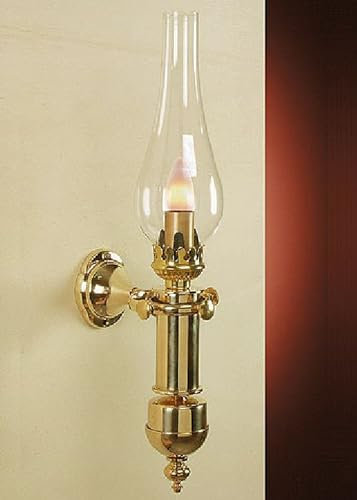 Licht-Erlebnisse Stilvolle Wandlampe GRETA aus Messing Glas Jugendstil Antik Bad Treppenhaus Flur Beleuchtung