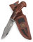 BIGCAT ROAR Deer Hunter - Coltello da Caccia in Acciaio Damasco Artigianale 25,4 cm - Manico in Legno di Noce e Fodero in Cuoio - Bushcraft, Campeggio, Sopravvivenza - Regalo Uomo Cacciatore