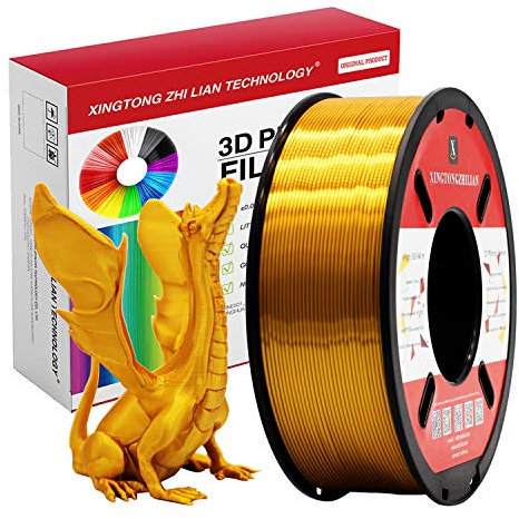 PLA 3D Drucker Filament 1.75mm 3D-Druckmaterialien für 3D Stift Druck Maßgenauigkeit +/- 0.02mm, Farbe Goldene Seide 1kg / Spule