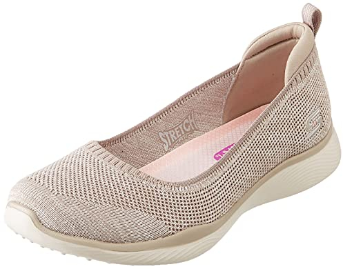 SKECHERS Women's Microburst 2.0 BE Iconic Sneaker, Taupe Stretch Fit Knit Skimmer, 7 UK