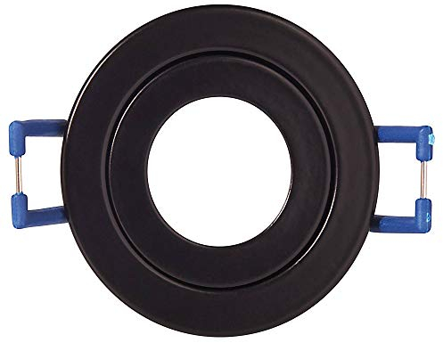 6x Einbaustrahler Rahmen Set Schwarz rund IP-44 für Bad und Außen-Bereich - Einbaurahmen für GU11 MR11 Leuchtmittel 35mm - 40mm Bohrloch Badezimmer Einbau-Spot Strahler Einbauleuchte