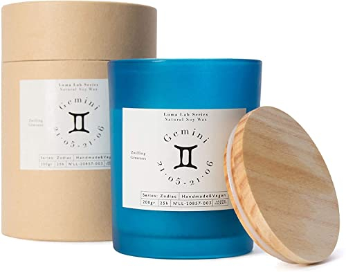 Lumaland Luma Lab Zodiac Duftkerze Sternzeichen Zwillinge - aus 100% veganem Sojawachs - nachhaltig, vegan, stilvoll - Kerze im Glas - Duftmomente für Zuhause - Home - Aroma & Entspannung
