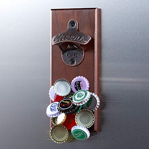 Ouvre-Bouteille Magnétique, Bois Mural Ouvre-Bar,Le Cadeau Parfait pour les Amateurs de Bière,Utiliser Comme Décoration de Cuisine-Cour-Bar.