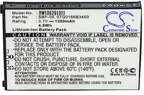 vhbw Batterie Remplacement pour ASUS 07G0166B3450, SBP-09 pour téléphone Portable Tablette Notepad PDA Assistant Personnel (1300mAh, 3,7V, Li-ION)