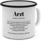 Emaille-Tasse mit Definition Arzt - Tasse mit Spruch, Wörterbuchtasse, Geschenktasse, witzig, Kaffeebecher, Becher, Tasse, Becher - Farbe Weiß/Schwarz