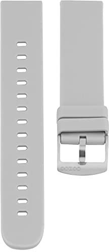 Oozoo Ersatzarmband Uhr 20mm Silikon - Grau mit silbernem Verschluss - Silikonarmband 20mm für Armbanduhren - Ersatzarmband Uhr Damen & Herren - Uhrarmband 20mm Schnellwechselverschluss 405.20