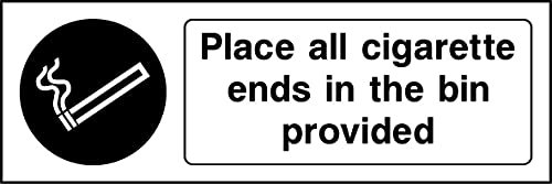 Place all cigarette ends in the bin provided. Sign