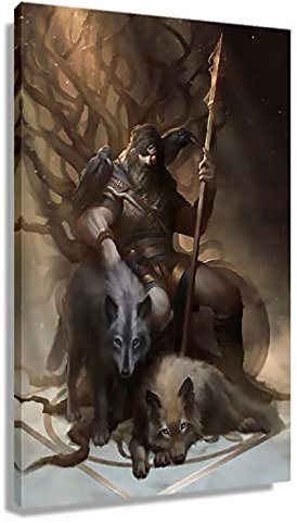 Odin Wanddekoration, Poster, nordische Mythologie, zeitgenössische Wanddekoration, Giclée-Leinwand, Wandkunst, moderne Drucke, rechteckig, Leinwandgemälde für Wohnzimmer, ungerahmt 40,6 x 61 cm