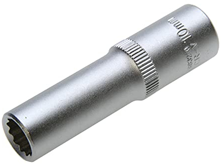10 mm Lange 12-kant/Zwölfkant Steckschlüssel-Einsatz/Stecknuss Nuss Vielzahn (Doppel-6-kant) 3/8-Antrieb (Chrom-Vanadium-Stahl)