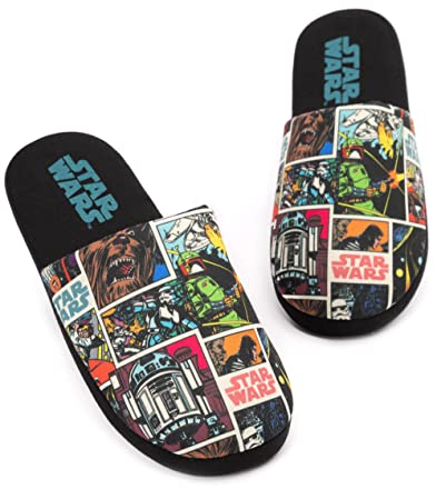 Star Wars Hausschuhe Mens Erwachsene Comic Slip-On Black House Schuhe 43-44 EU