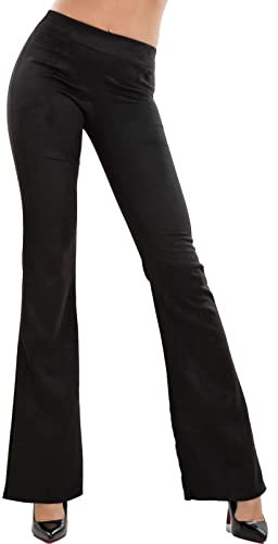 Toocool Pantalones de mujer con campana, ajustados, pata flare terciopelo chenilla VI-82148, Negro , L