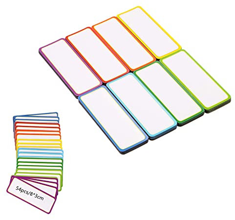 54 Pieces Magnetic Dry Erase Labels Name Plate Tags Flexible Magnetic Label Stickers for Whiteboards Refrigerator Crafts (8x3cm)