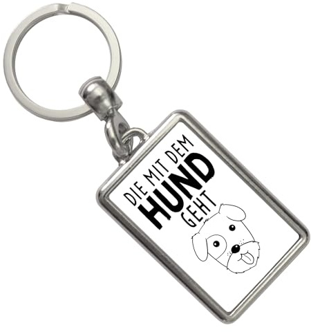 speecheese Die mit dem Hund geht Schlüsselanhänger Anhänger für den Schlüsselbund mit lustigem Hundemotiv für Hundehalter die ihren Vierbeiner über alles lieben
