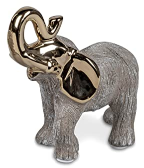 Dekorative Figur Elefant Keramikfigur 16cm Sand-Gold - ohne Deko
