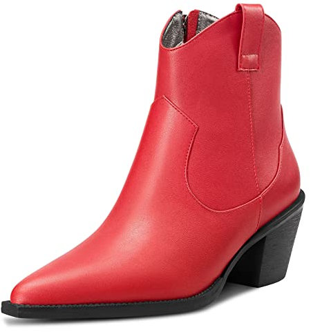 Castamere Donna Basso Gattini Tacco Heel Chiusa a Punta Stivaletti Slip-on Classico Dress da Matrimonio Ufficio Equitazione Stivali Rosso 39 EU