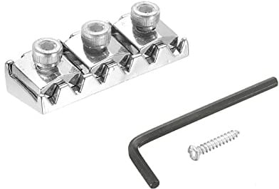 sourcing map Metal Guitar String Locking Nut Electric Guitar Tremolo Bridge Lock 42mm Silver for Electric Guitar Replacement Parts