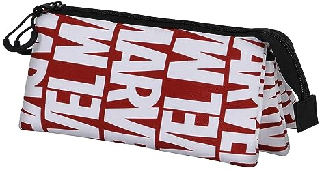 Marvel Marvelmania-ECO Triple Pencil Case, Red, 23 x 11 cm