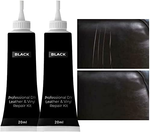 SEGMINISMART Leder Reparatur Set,Lederreparatur Creme,Leder-Restaurator,Leder Autositze,Sofas,Lederbalsam,Gürtel,Reisetaschen Kratzer,Löcher,Verschleiß Kunstleder Reparatur,Schwarz,2pc