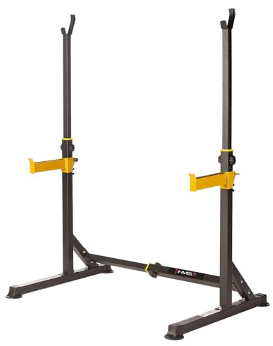 HMS STR18 Langhantelständer verstellbar | Multifunktionaler Hantelständer für Kniebeugen & Bankdrücken | Höhen- & Breitenverstellbar | Mit Sicherheitsablagen | Homegym Krafttraining