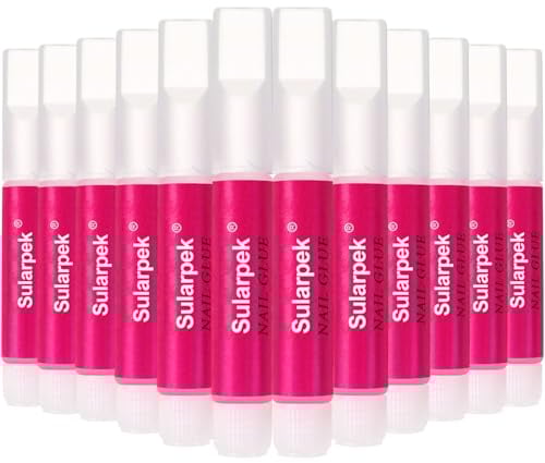 Sularpek 12 Pcs Colle Faux Ongles, 2g Extra Forte Colle à Ongles, Colle Faux Ongles Pour Pointes En Acrylique, Colle pour Ongles Professionnelle pour Coller ou Réparer des Ongles Artificiels