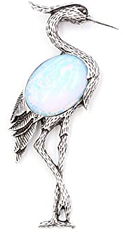ARTQ Damen Edelsteine Ketten Rot-Gekrönter Kranich Form Opal Naturstein Halskette All-Match-Chakras Heilung Kristall Anhänger Halskette Schmuck Für Männer Und Frauen