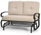 RELAX4LIFE 2-Person Glider Bench, Outdoor Swing Gliding Loveseat with Removable Cushion, Patio 2 Seaters Rocker Chair for Backyard Garden Porch (Beige)