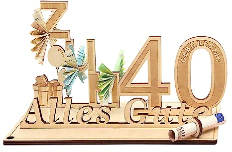 Giftota Geldgeschenke Geburtstag 40, Geschenke zum 40.Geburtstag Mann Frau, 40.Geschenke aus Holz Dekoration