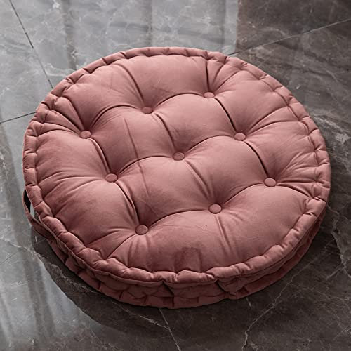 FAANAS Thick Tufted Sitzkissen mit Tragegriff Extra große runde Bodenkissen Meditation Kissen Samt Bodenkissen 24 x 24, Pink