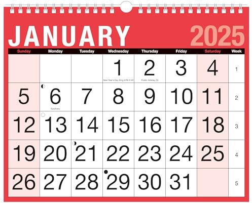 2026 Easy View Monthly Planner - Large Font Month To View A4 Wall Hanging Calendar - Spiral Bound Family Organiser