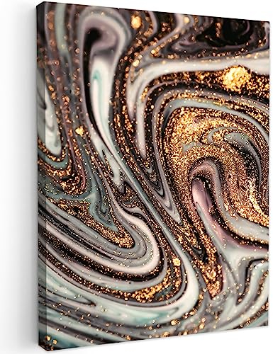 MuchoWow© Leinwand 30x40 cm Goldene Deko Schlafzimmer Aesthetic Leinwandbilder Wohnzimmer Gemälde Foto Geschenk Living Room Decoration Marmoroptik - Bild Gold - Glitzer - Luxe - Marmor