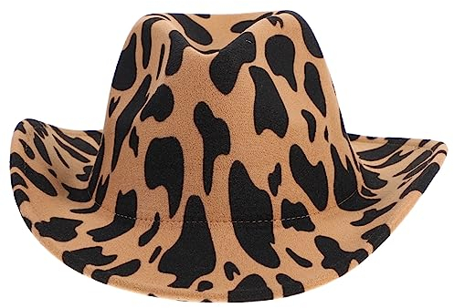 Toyvian Lustige Mütze -hut Halloween-cosplay-hut Cowboyhüte Für Männer Cowboyhüte Für Herren Hut Mit Kuhmuster Cowboyhut Mit Kuh-print Cowgirl-kostüm Kuhhut Reisen Sonnenhut Verdicken Gefühlt