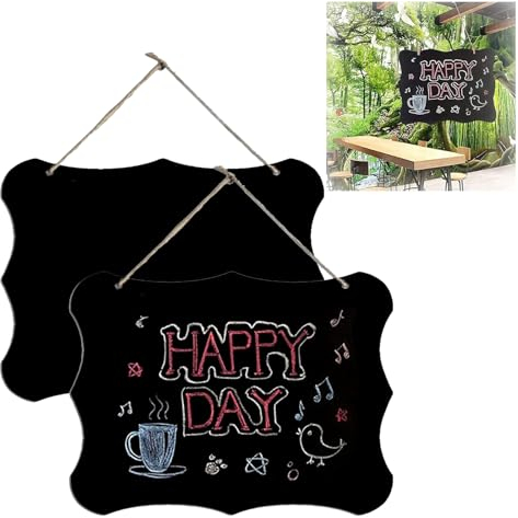 Lavagna da Appendere,Appesa Lavagna,2 Pezzi Messaggi Lavagnette,Mini Lavagna Cancellabile,Lavagna Segni Double Bifacciale in Legno Cancellabile per Feste,Matrimoni,Ringraziamento,Pasqua(30 x 20cm)