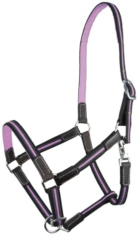 Brama West Pferderhalfter Ruby - 2 Fach verstellbar - mit Leder - Weidehalfter - Rosa - Gr. Full
