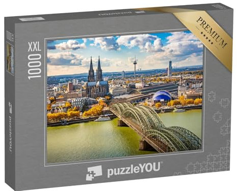 Puzzle 1000 Teile XXL „Luftbildaufnahme von Köln, Deutschland“ – aus der Puzzle-Kollektion Köln, Kölner Dom, Flüsse & Seen, Deutsche Städte