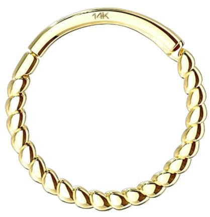 Taffstyle Piercing Ring Septum Tragus Helix Ohr Nase Lippe Nasenpiercing Nasenring Ohrpiercing Intimpiercing 585 Gold 14 Karat Universal Nasen Clicker Geflochten Gelbgold 1,2mm x 8mm