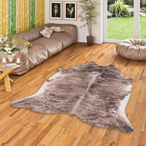 Pergamon Teppich Kunstfaser Tierfell Rinderfell Optik | Wohnzimmer, Esszimmer, Flur und Diele