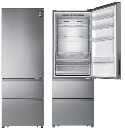 INFINITON Frigorifico Francés FRD-456WT20XEN, E, 200 cm, Ancho de 70 cm, No Frost, Inverter, Fast cooling, Fast freezing, Inox