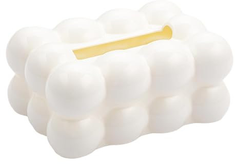 Baoblaze Taschentuchbox Plastik, Kosmetiktuchhalter rutschfest, Tissue Holder, Facial Tissues Storage Rechteckig, Taschentuchspender für Nachttisch, Schreibtisch, Badezimmer, Hotel, Weiß