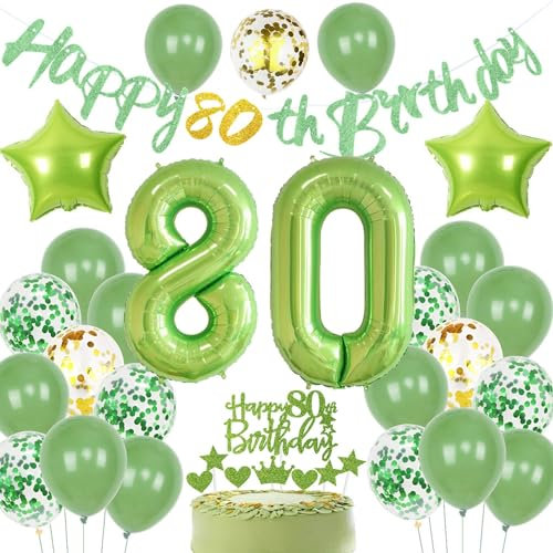 Grün Geburtstagsdeko 80 Mann, Grün 80 Geburtstag Deko Frau, Luftballons 80. Geburtstagsdeko Mann 80. Geburtstag, 80. Frau Ballon, 80. Party Deko