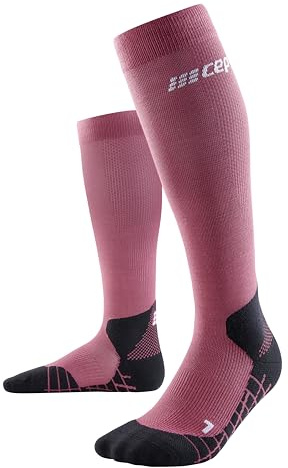 CEP - HIKING LIGHT MERINO SOCKS REDESIGN für Damen | Lange Wandersocken mit aktivierender Kompression | Trekkingsocken für leichte Beine in berry | Größe II | S
