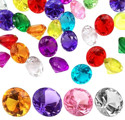 LYHLYA Edelsteine für Kinder, Gemischte Acryl Diamanten 25 mm Deko Diamanten acryl Edelsteine Gefälschte Edelsteine für Vasenfülle Hochzeit Vasen Tischdeko,Partydekorationen
