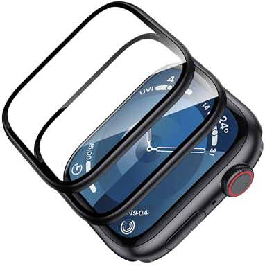 Hoerrye Pellicola protettiva in lega di alluminio, per Apple Watch 41 mm, serie 9/8/7, pellicola protettiva in lega di titanio, durezza 9H, senza bolle, copertura completa 3D, anti-polvere, nero
