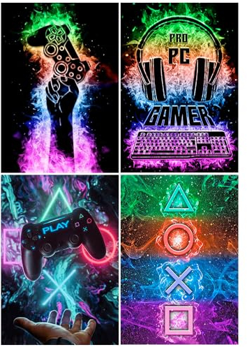 DCIDBEI 4 Pack Diamond Painting Switch Spiele 30x40 cm Diamond Painting Kopfhörer Diamond Painting Logo der Spielekonsole Diamant Painting Bilder Erwachsene Malen nach Zahlen Erwachsene Kreuzstich