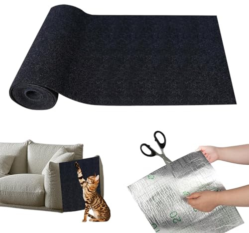 Kratzmatte Katze, 2024 New Zuschneidbare Kratzmatte Selbstklebend, Kratzschutz Sofa Katze, Kratzmatte Katze Wand Für Schützt Teppiche Sofa Möbelschutz (40 * 200cm,Schwarz)