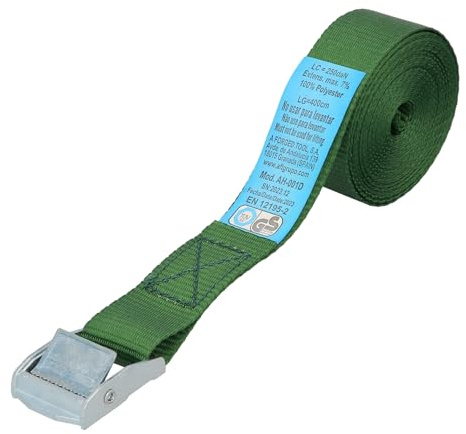 WOLFPACK LINEA PROFESIONAL Cinta De Amarre con Trinquete 4 Metros x 25 mm. Trinquete Metalico Automatico, Cincha, Eslinga Mercancia, Correa Sujeción