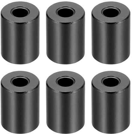 PATIKIL M6 Aluminum Spacers, 6 Pcs Metal Spacers Aluminum 6.2mm ID x 15mm OD x 20mm L Aluminum Spacer Screw Standoff Round for 1/4 or M6 Screw Bolts,Black